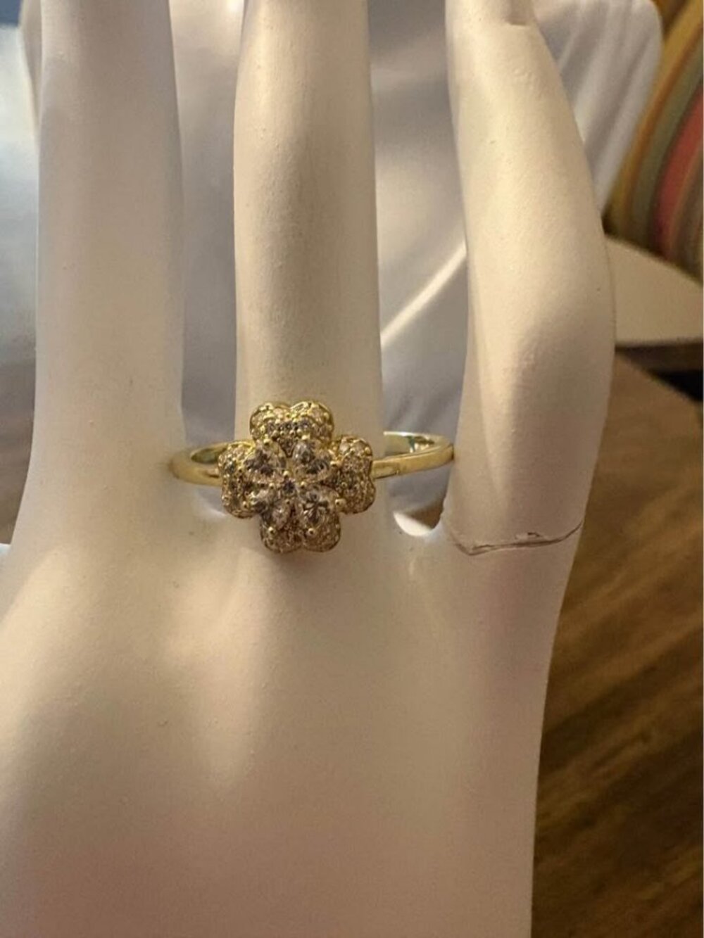 925 Sterling Silver Moissanite Clover Ring Size 10